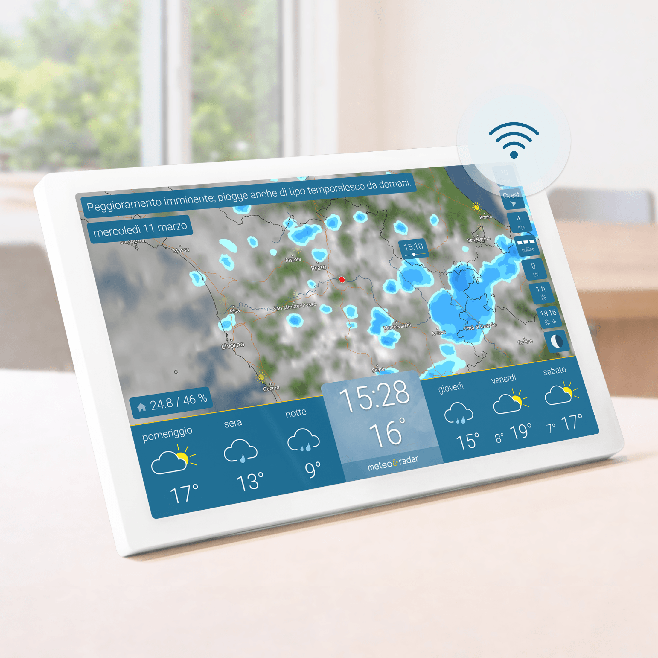 meteo & radar home 4 Display meteo con connessione Wi-Fi e visualizzazione radar meteo in tempo reale
